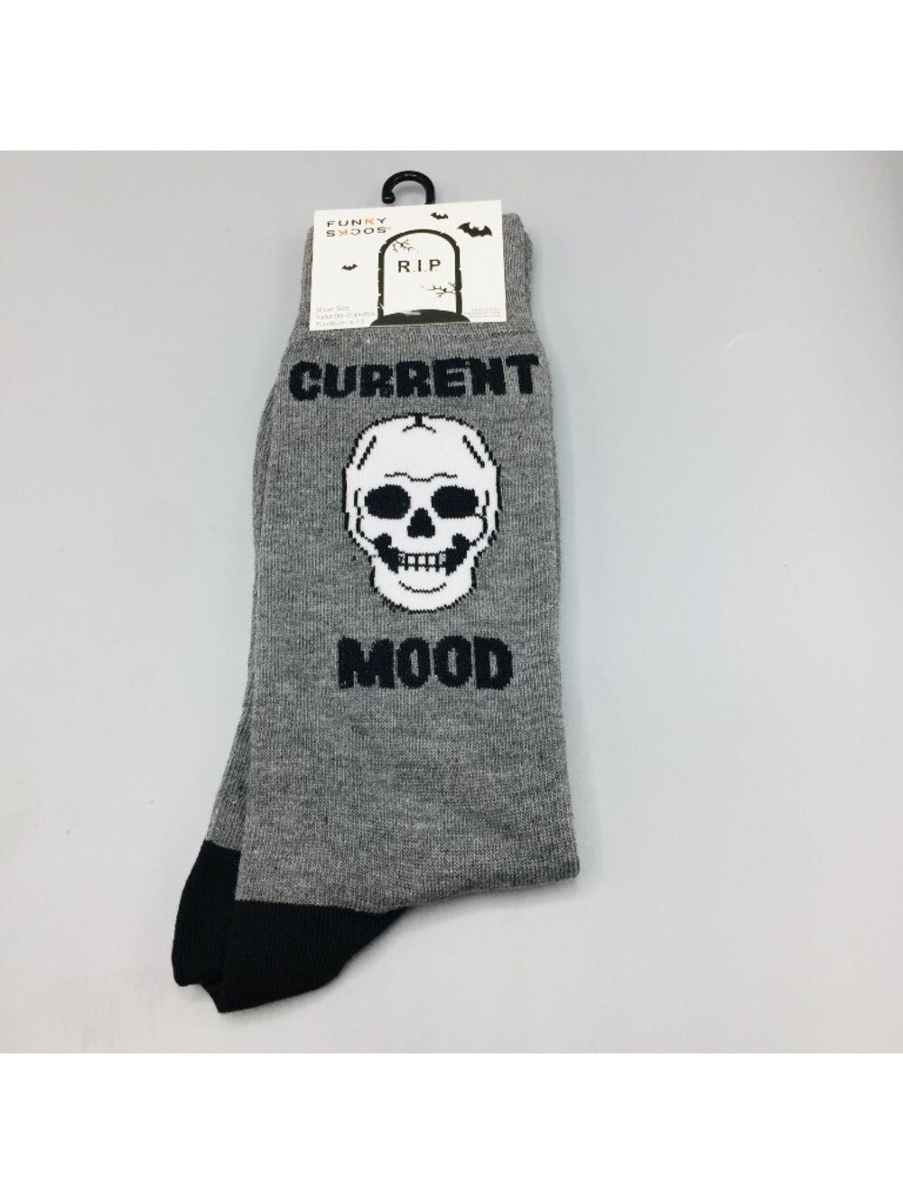 Funky Socks Halloween CURRENT MOOD Skeleton Men's Crew Socks 6-12